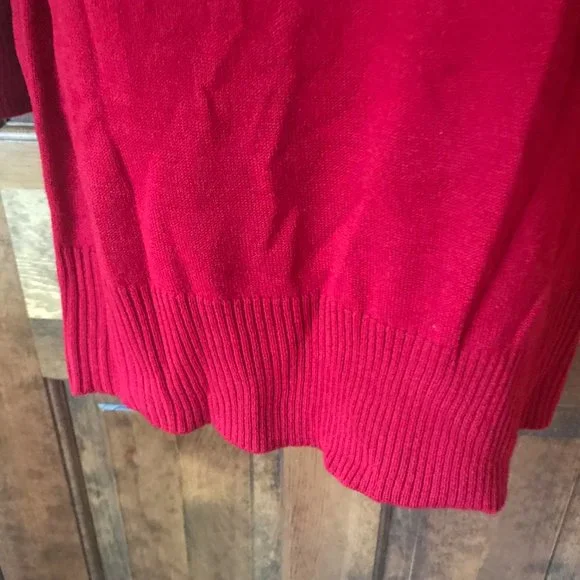 By & By Red Long Sleeve Sweater Dress w/Crisscross Shoestring Accents Large - Picture 8 of 12